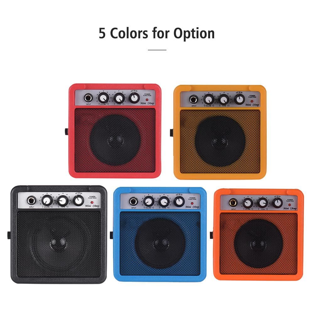 5W Mini Guitar Amplifier Amp Speaker with 3.5mm & 6.35mm Inputs 1/4 Inch Output Supports Volume Tone Adjustment Overdrive black