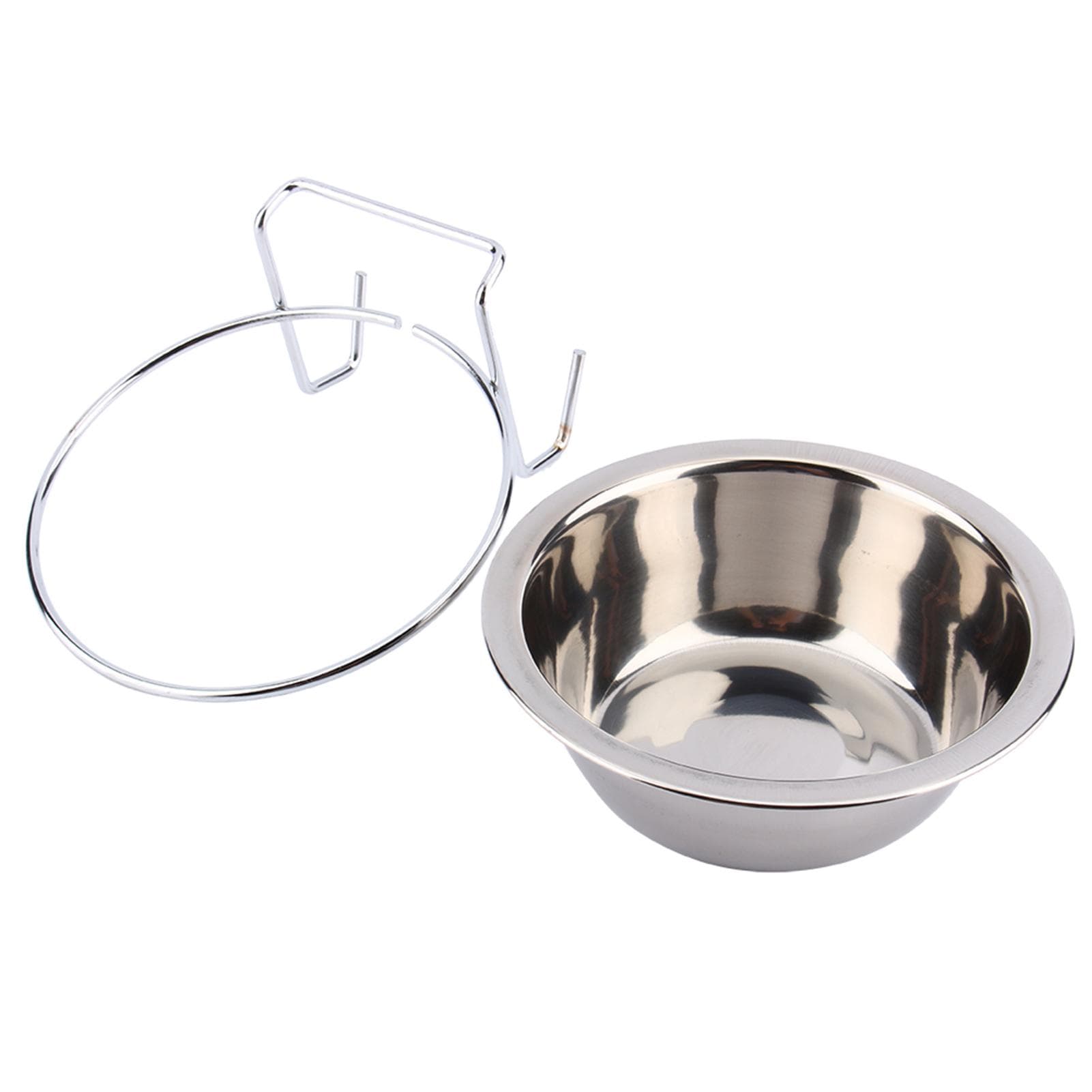 Stainless Steel Hanging Pet Cage Bowl Diner Pet Bird Cat Dog Food Water Bowl Hanger (L) L