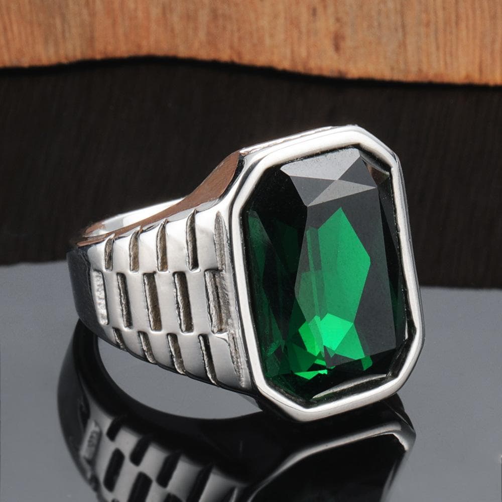 Men's Square Titanium Ring Minimalist Geometric Gemstone Jewelry Trendy Punk Stainless Steel Band for Men Fashion Accessories No. 13