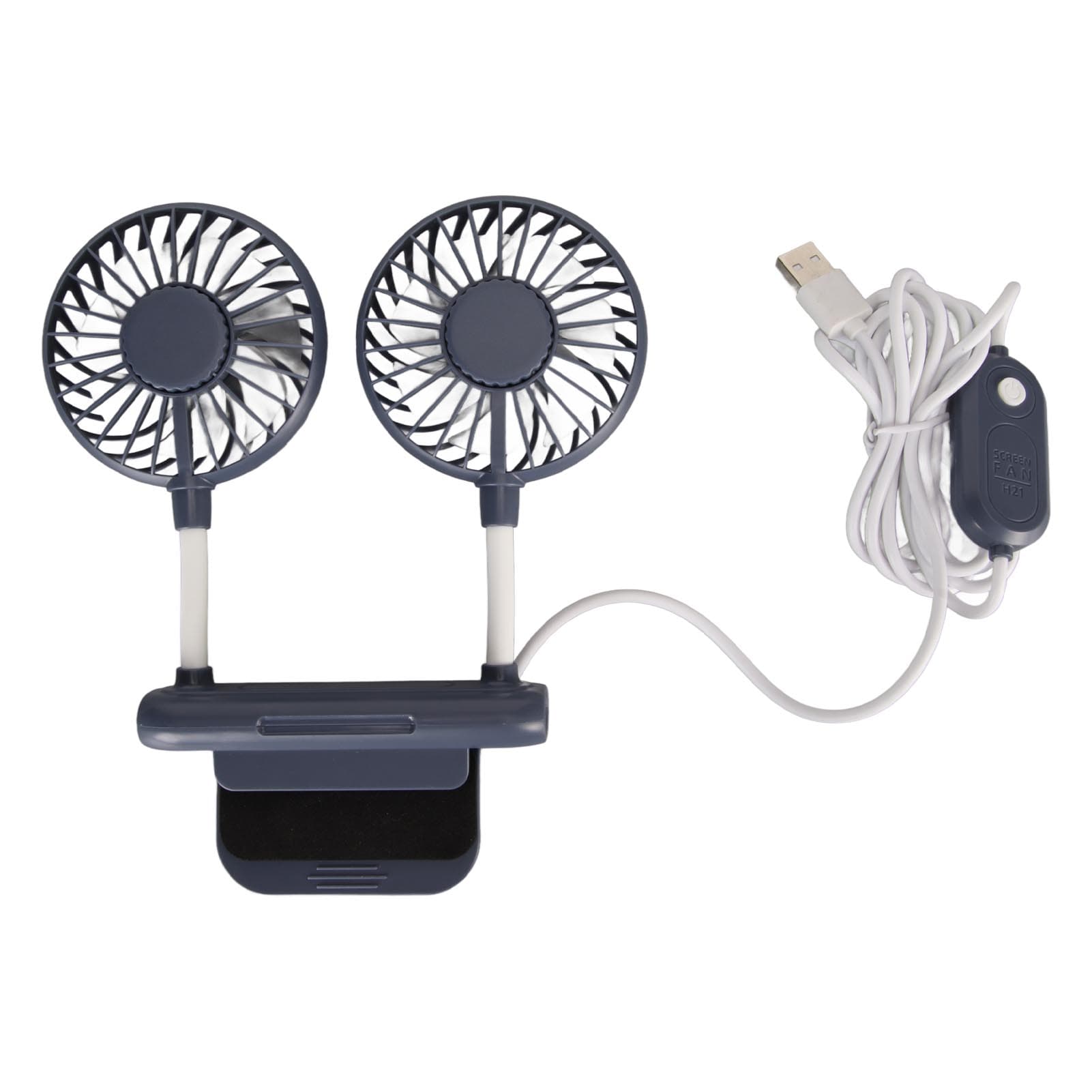 Monitor Fan 2 Heads 3 Speed Modes 6.6ft USB Cable Noiseless Space Saving Clip On Computer Fan for blue