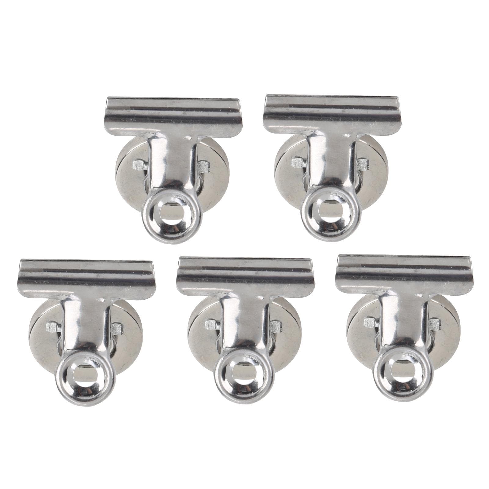 5Pcs Magnetic Clips Round Stainless Steel Nickel Plated Powerful Magnet Fastening Set(Silver )