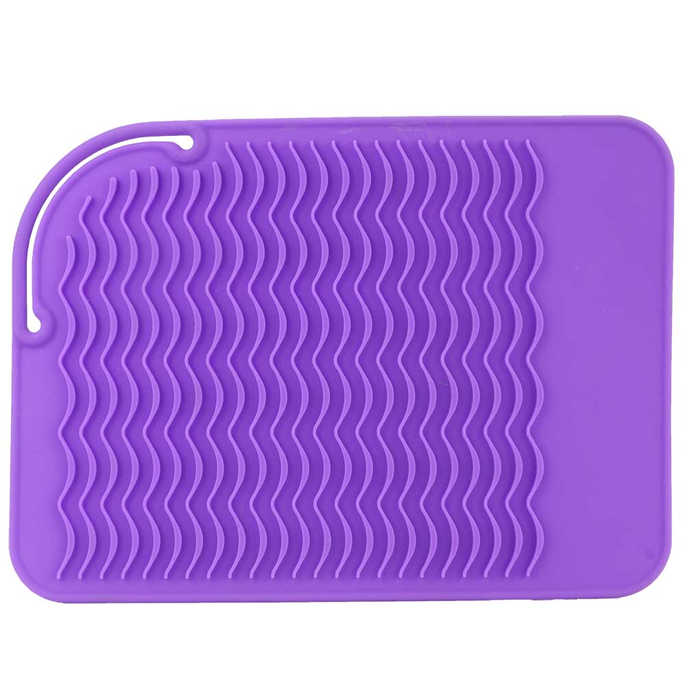 Heat resistant Heat Insulation Pad Foldable Mat for Electric Hair Roller Stick (Purple)