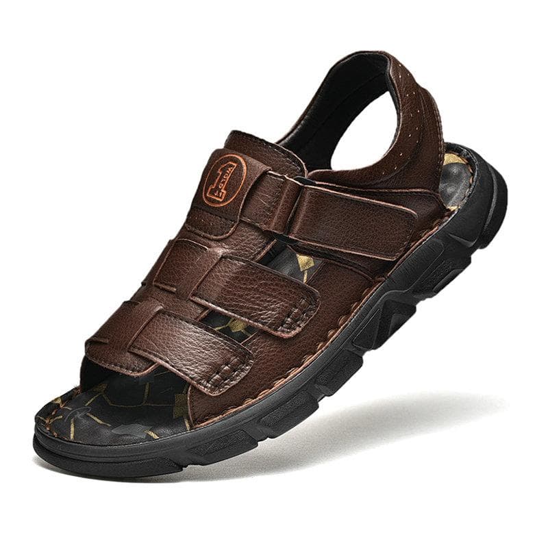 100% Cow Leather Sandals Outdoor Business Beach Shoes Men's Sandals Comfortable Soft Summer Casual Flats Shoes Men Size 38-48 42