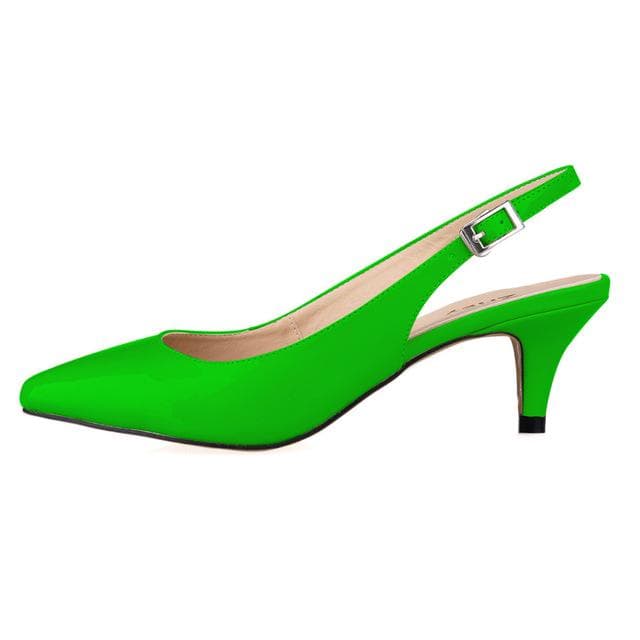 Women Pumps Patent Leather Low High Heels Sexy Buckle Sandals Work Party Wedding Stilettos Shoes shoe 10 green