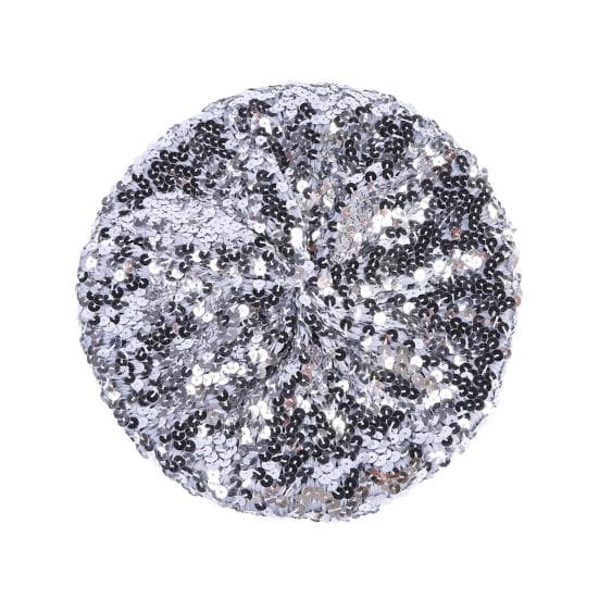 Sequin Beret for Women Sparkling Stage Effect No Brim Flat Top Solid Color Parties Performances Headwear Lady Cap silver