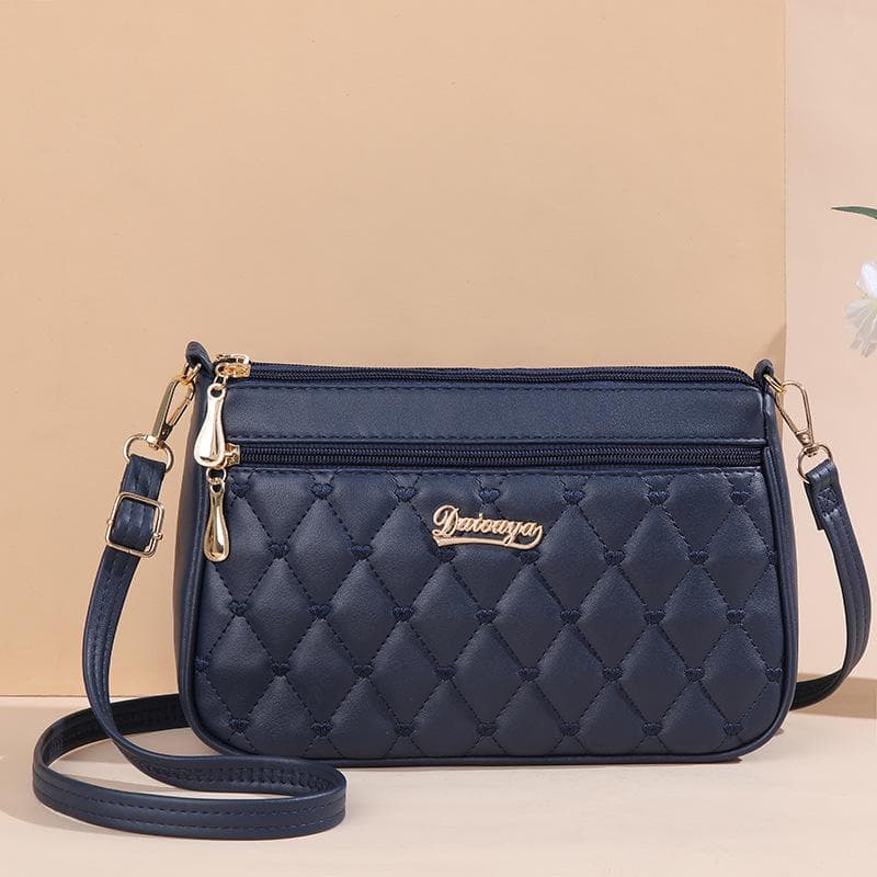 Yogodlns Pretty Embroidery Sling Bag Women Multiple Pockets and Large Capacity Shoulder Bag Fashion Women Bag 25x6x17cm deep/blue