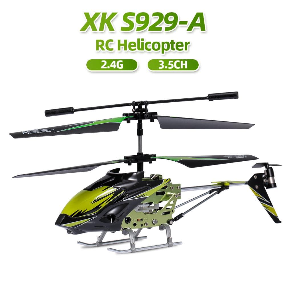 Wltoys XK S929-A 2.4G 3.5CH RC Helicopter With Light RC Toys,BEST GIFT! green