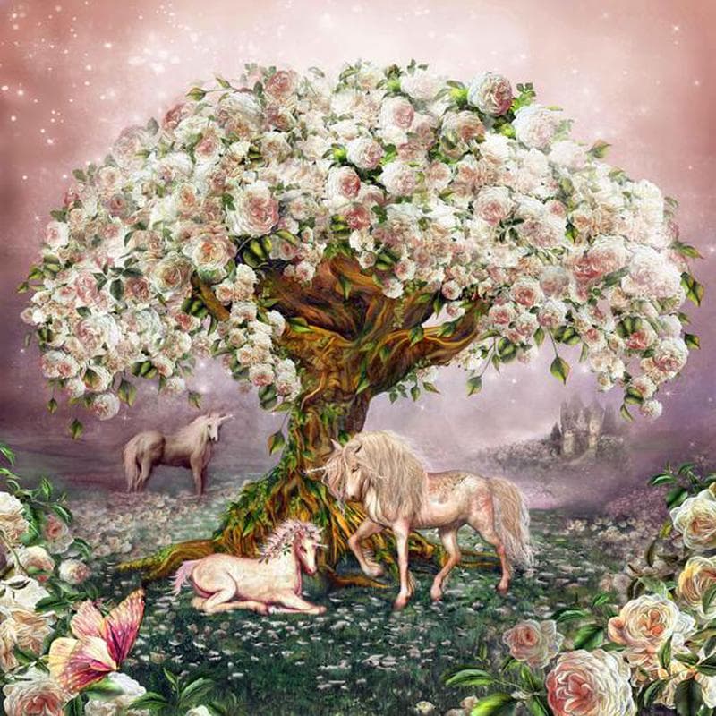 5d Diamond Painting Embroidery Rhinestones Embroidery Unicorn Rose Tree Diamond Wall Art Decor 30x30CM