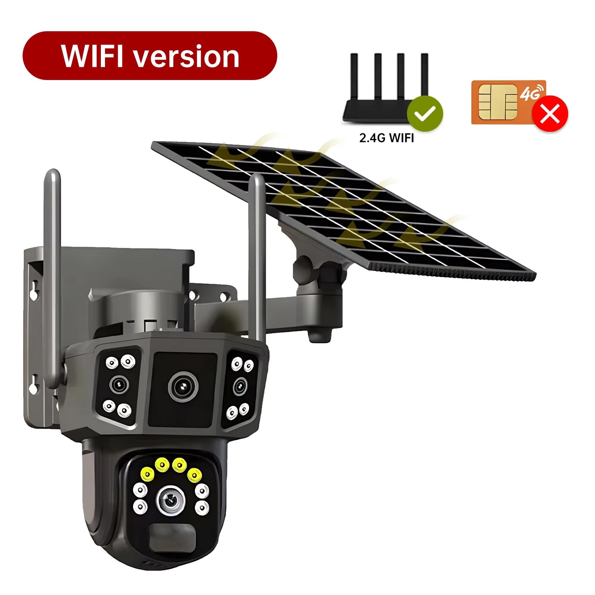 4K Dual Lens 4G SIM Solar Camera 8MP HD PTZ Auto Tracking Outdoor Security Surveillance Wireless WIFI Solar CCTV IP Cameras V380 WiFi Cam