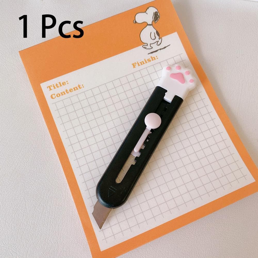 Kawaii Mini Pocket Cat Paw Art Utility Knife Express Box Knife Paper Cutter Craft Wrapping Refillable Blade Stationery black