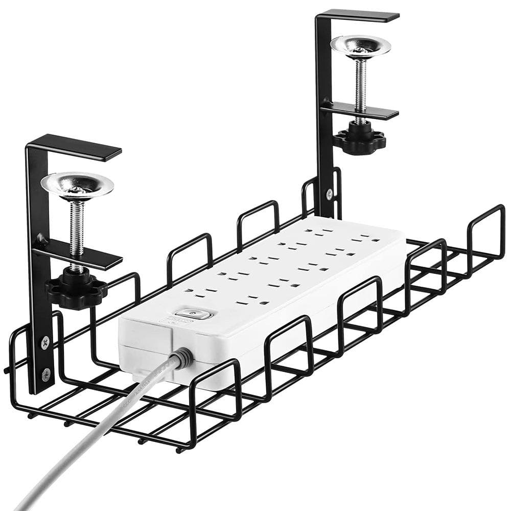 Under Wire Cable Shelf Basket Desk Rack Electric Organizer Box Hanging Storage Cabinet Holder Tray Sliding Management black