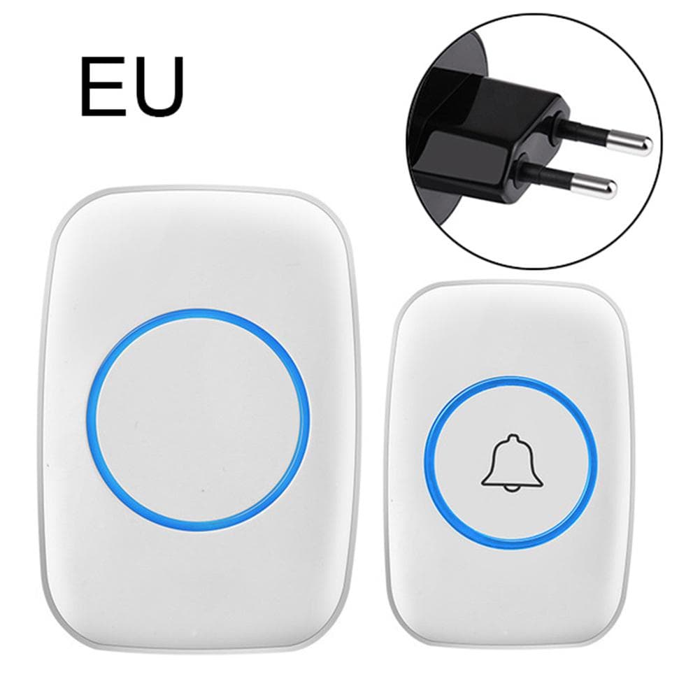A10 Wireless Waterproof Remote Doorbell 300m Plug-in Chime Ring Button Alarm EU Plug^ white