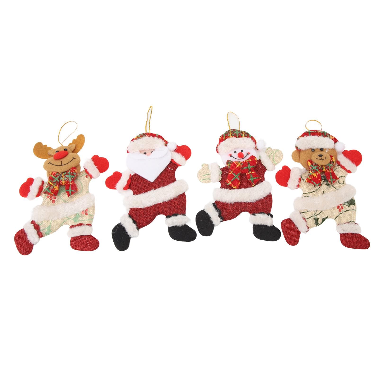 4PCS Christmas Tree Ornaments Cotton Cloth Cute Doll Pendant Christmas Hanging Decorations for Kids