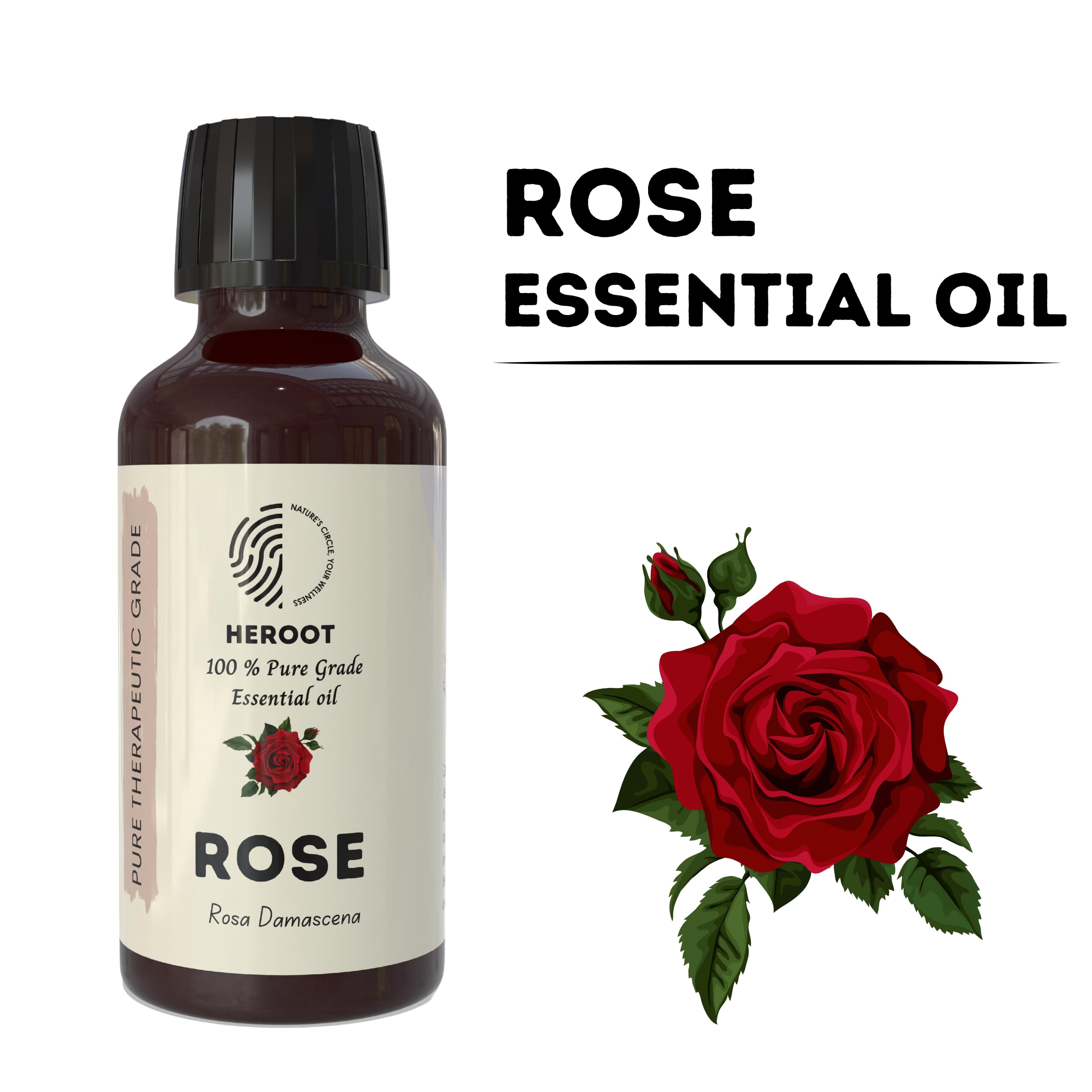 Rose Essential Oil – Pure Oil, Rich Floral Aroma, Natural Scent for Diffuser Volume=10ml