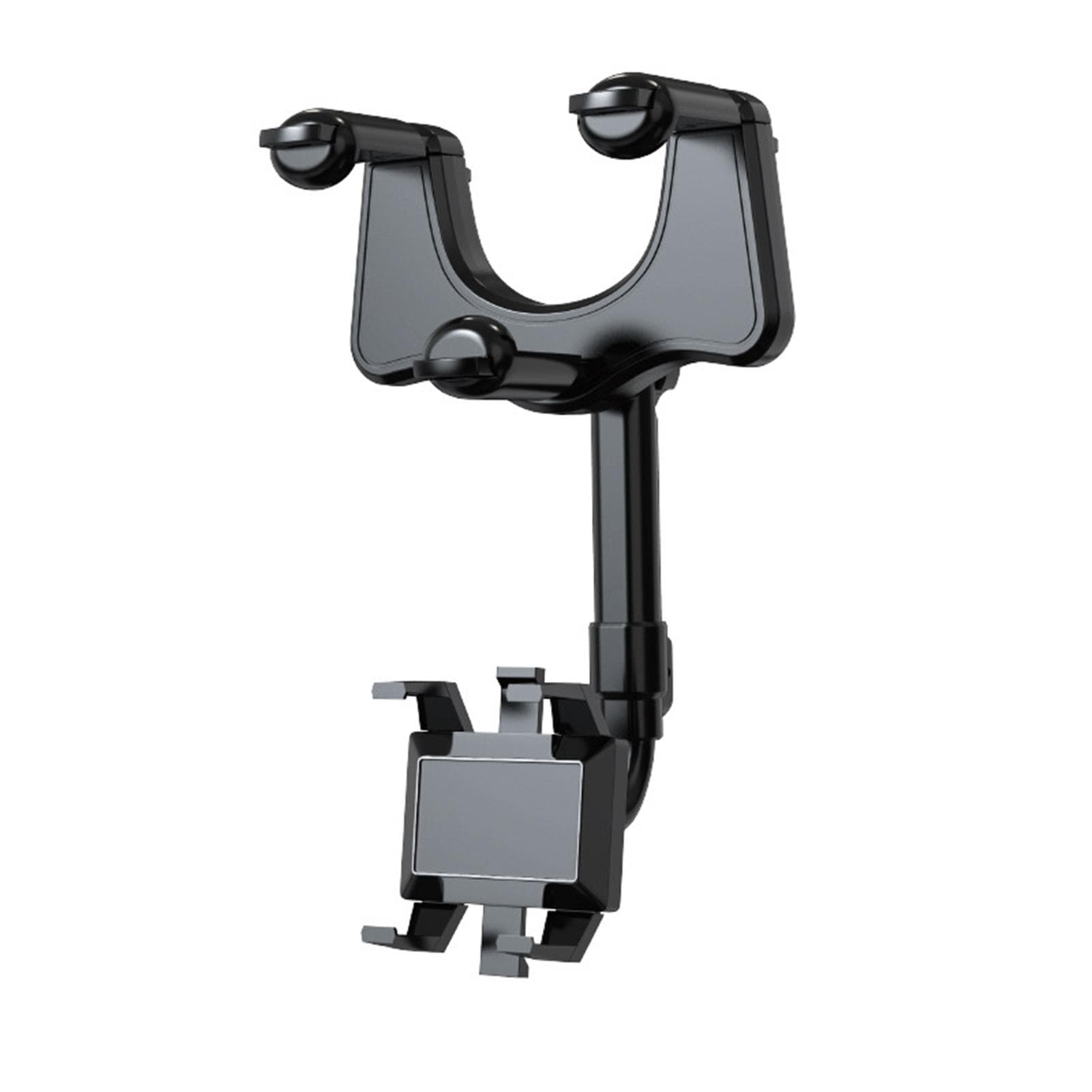 Rearview Mirror Phone Holder for Car Multifunctional Retractable Car Phone Holder 360 degrees Rotatable black