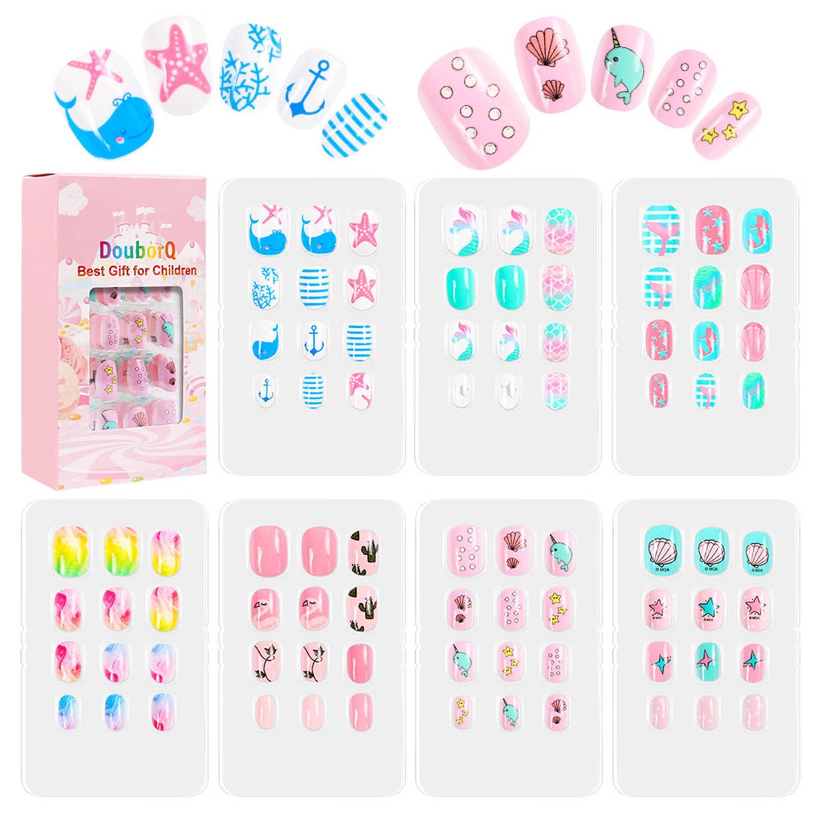 84Pcs 7 Days Cute Design Nail Tips for Children Press On False Nails Set Manicure DIY 4