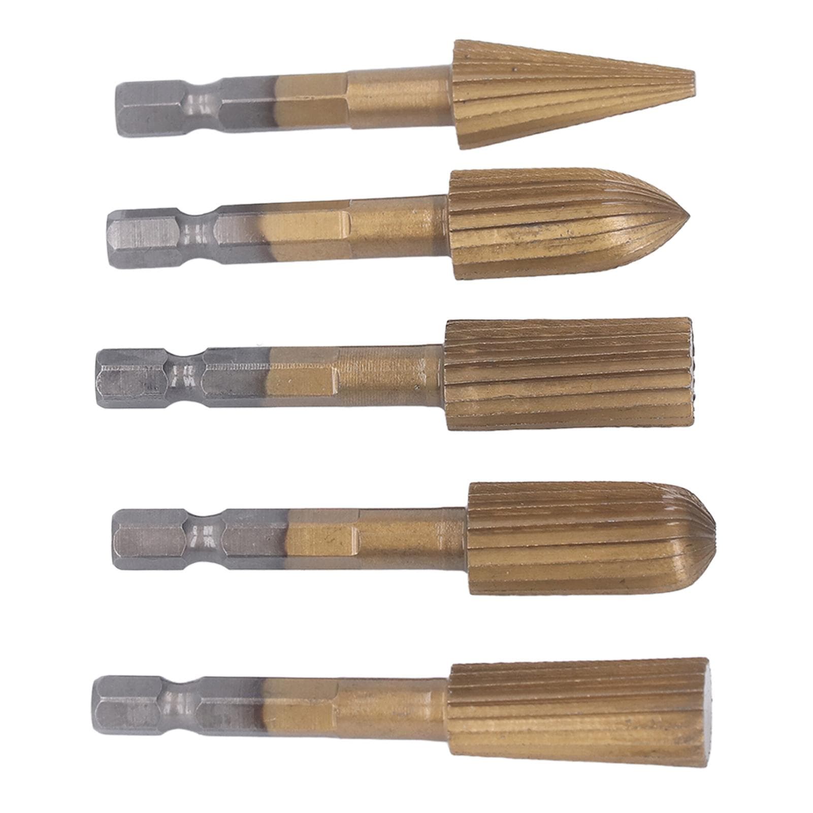 5PCS Rotary File Tools 14in Shank Double Cut Burr Files Woodworking Grinding Carving Files