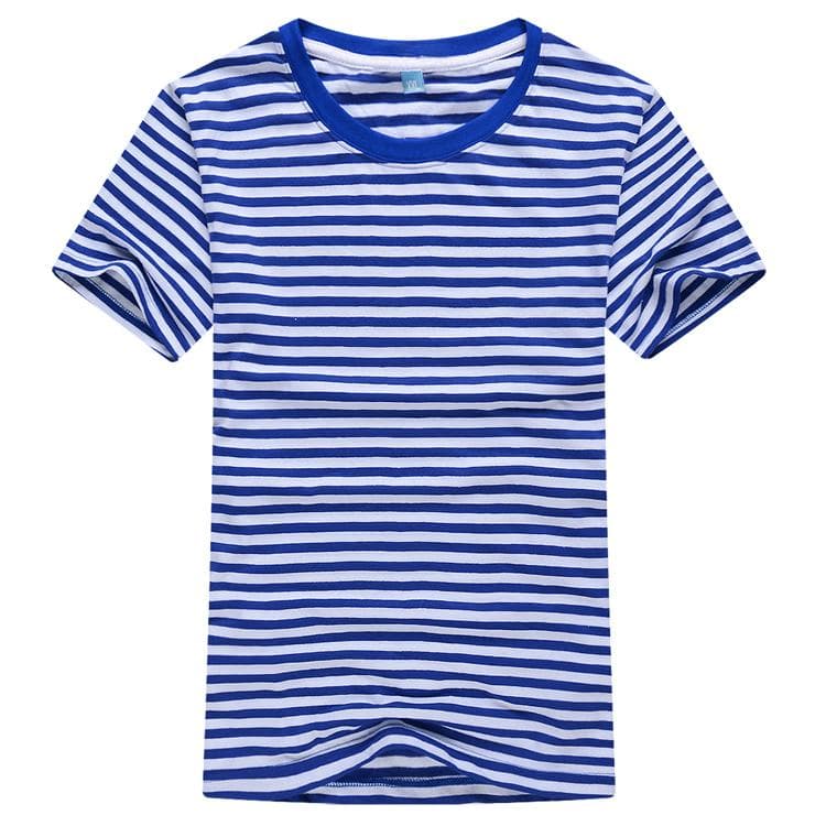 ZIRUNKING 2021 New Navy T-shirt Blue and white Striped Unisex Short Sleeve Korean style Summer Vintage Navy T-shirts Tshirt Cotton Tees ZKNAVY M blue/white