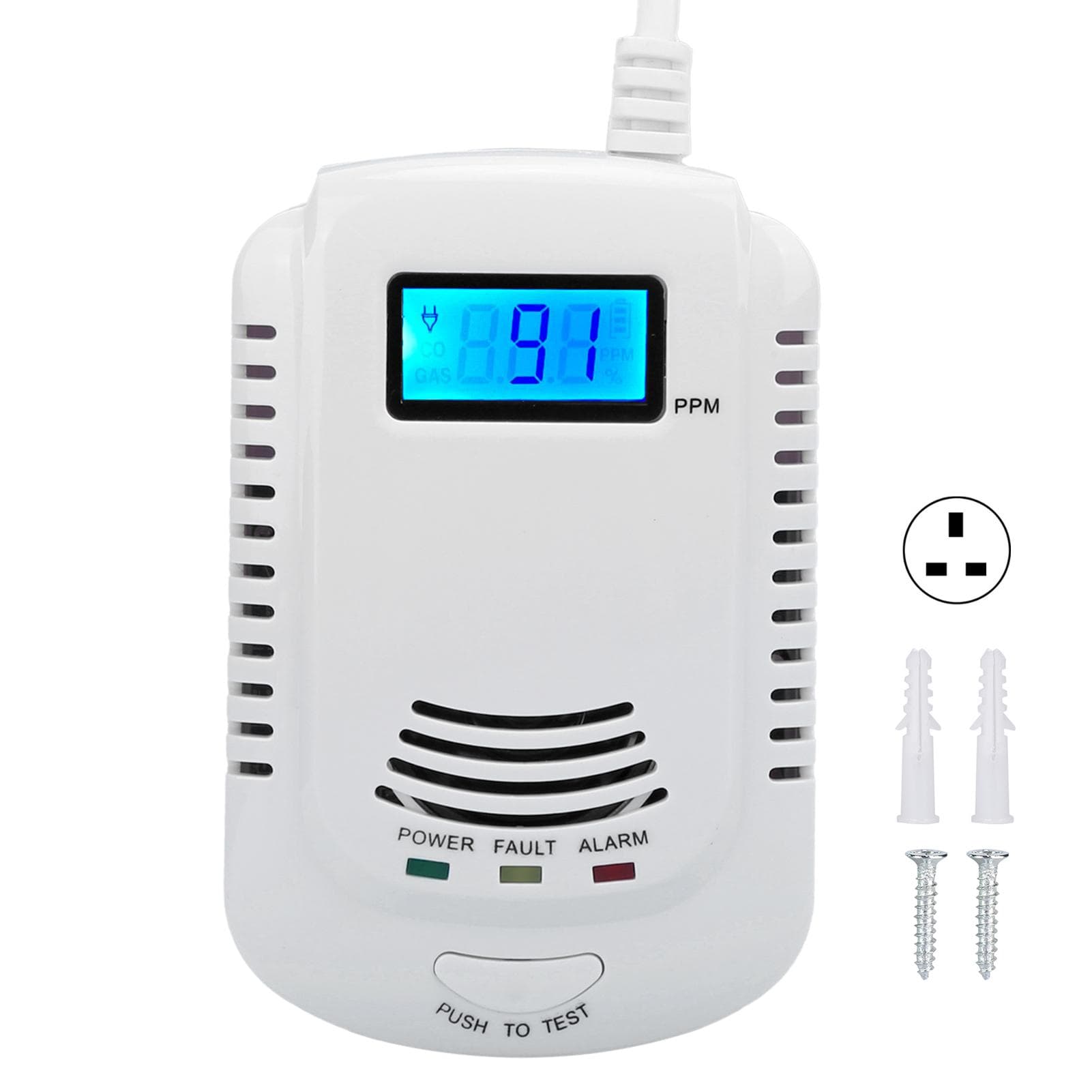 Gas Leak Alarm with Loudspeaker Indicator Light Display Screen Voice Sensor for Home Security