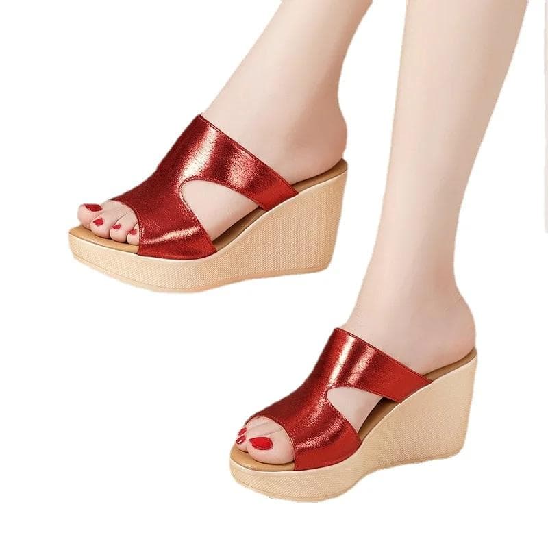 Summer Ladies Slippers New Fashion Platform Wedge Women's Pumps Designer High Heel Sandals Open Toe Fish Mouth Shoes Mules 37