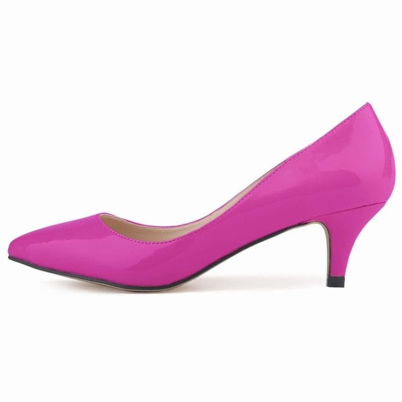 Classic Sexy Pointed Low Med Kitten Heels Women Pumps Shoes Spring Brand Design Wedding Dress 37 purple
