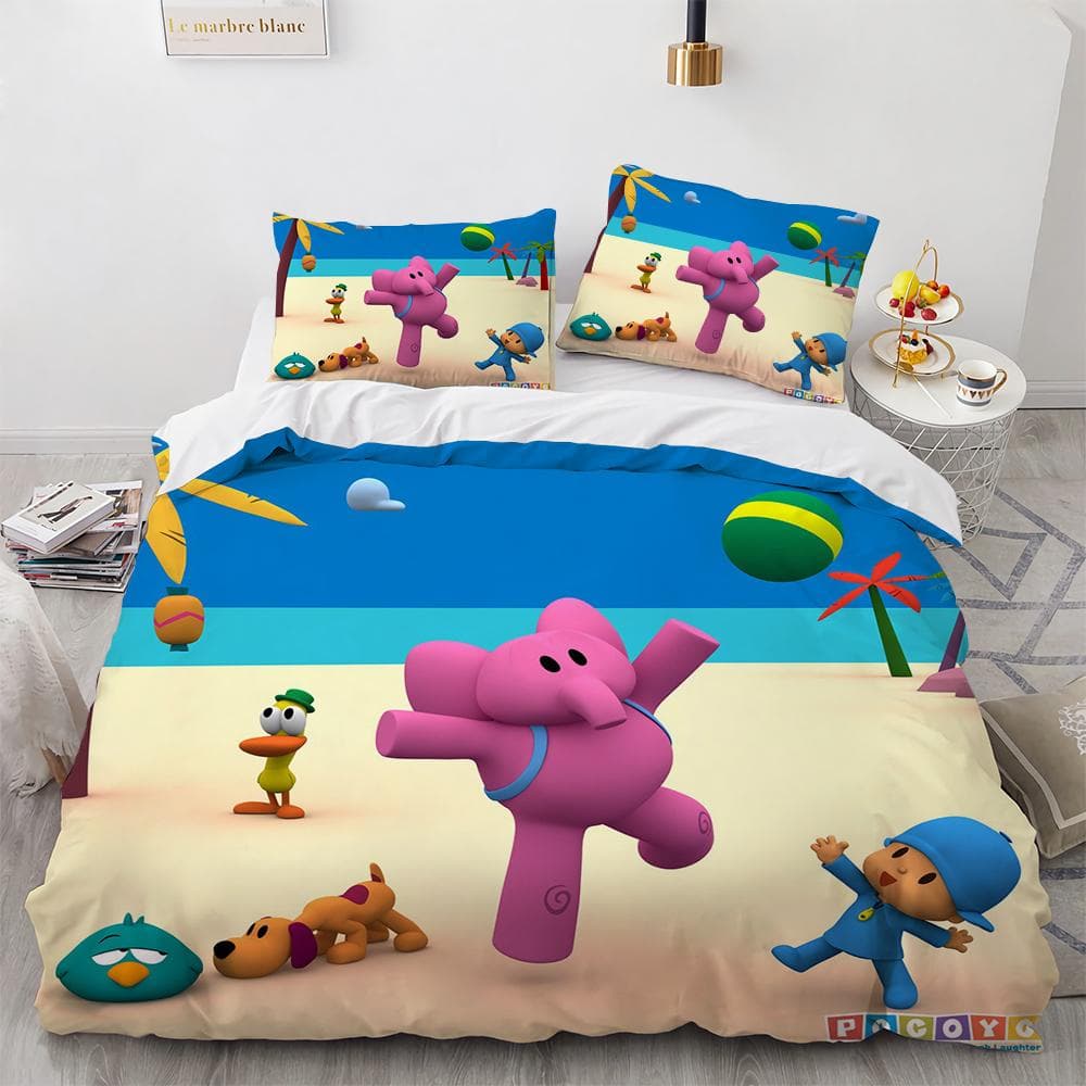 Pocoyo's Bedding Set 3D Printed Duvet Cover&Pillowcase 2/3 Pcs Double Full Queen King Quilt Cover Home Textiles Children's gifts 155x220cm-3pcs