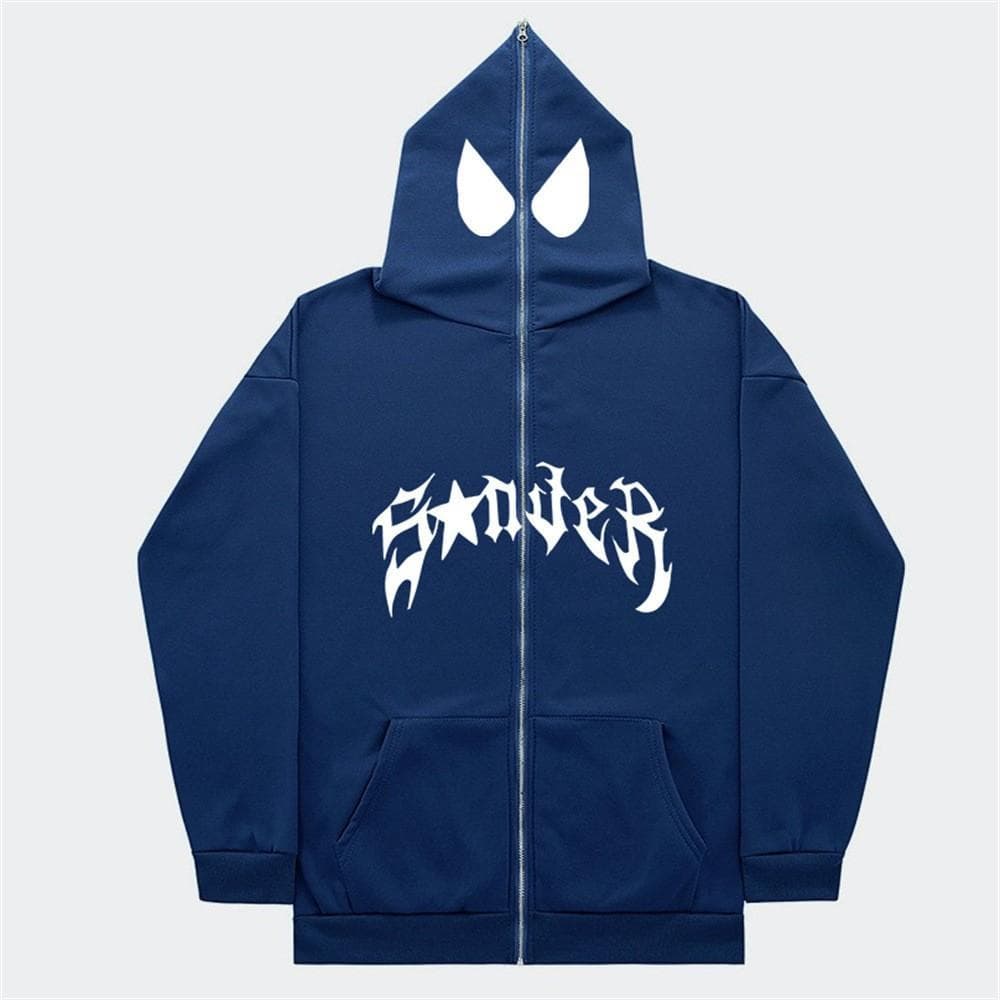 Y2k Women Spider Print Hoodies Women Hip Hop Zipper Long Sleeve Jacket Coats Autumn Winter Harajuku Casual Loose Hooded Sweatshirt XXXL
