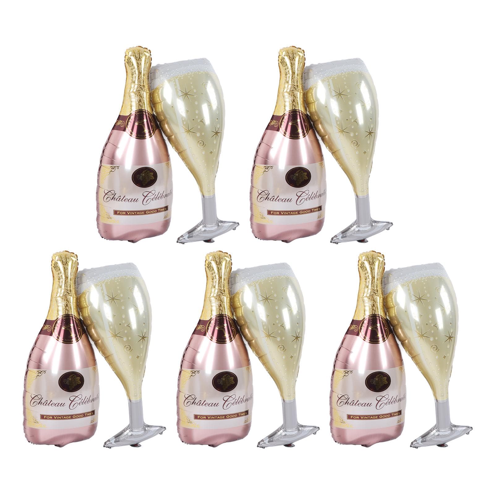 5set Champagne Balloon Rose Gold Beer Bottle Wine Glass Shape Reusable Party Balloons Decorations