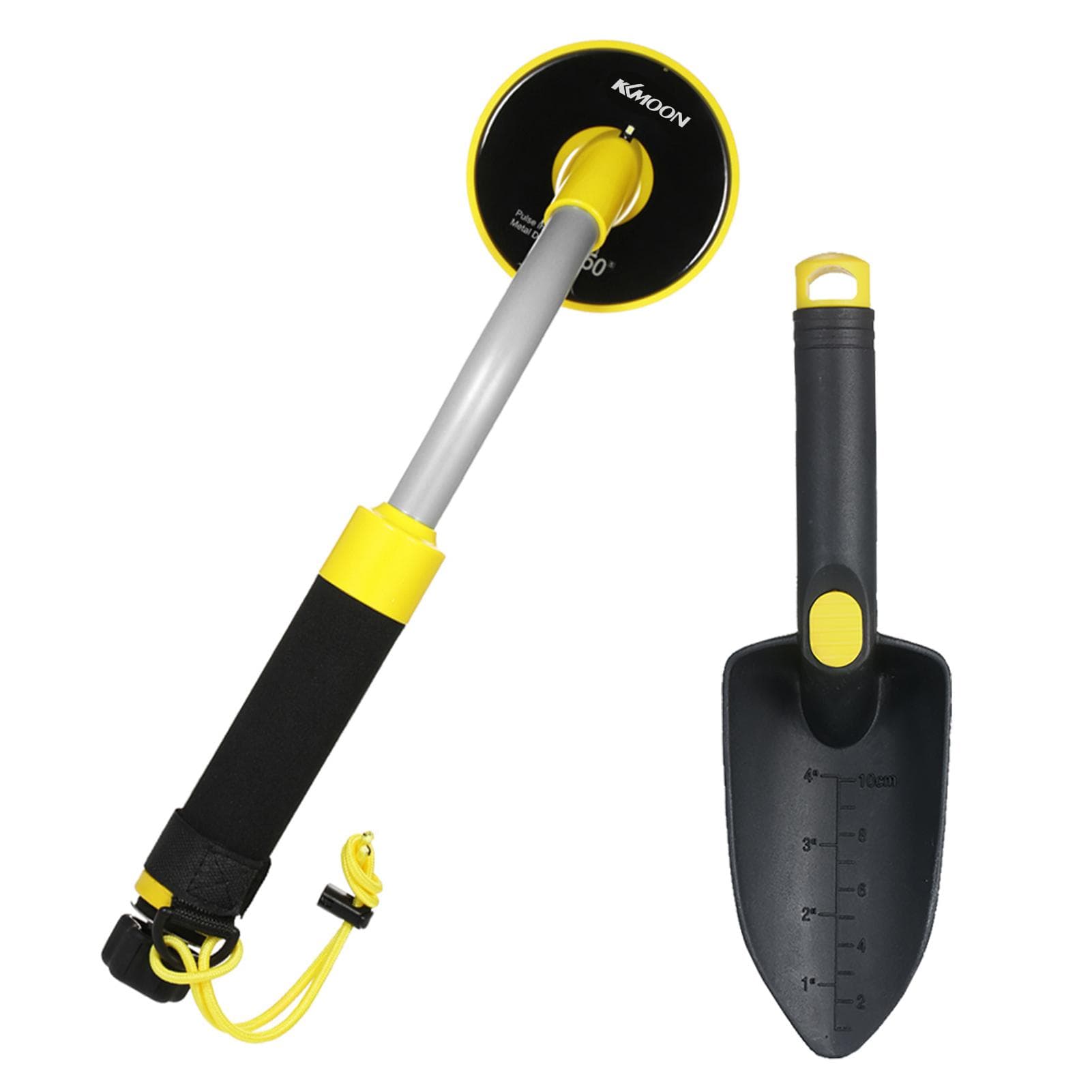 Underwater Metal Detector 100 Feet/30M Fully Waterproof Handheld Pinpointer Pulse Induction Metal with shovel yellow