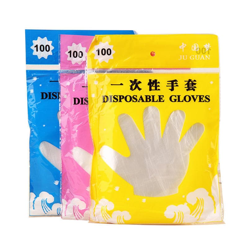 100 Pcs Disposable Gloves Plastic Dishwashers, Catering and Cosmetology About 100pcs transparent
