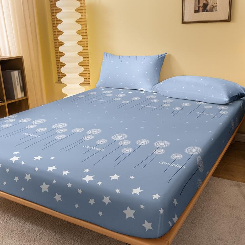 1 Simple Modern Plant Flower Star Geometry Printed Matte Fitted Sheet, Bedroom Printed Bed Cover, Bedding(Excluding Pillowcases) 71x132cm