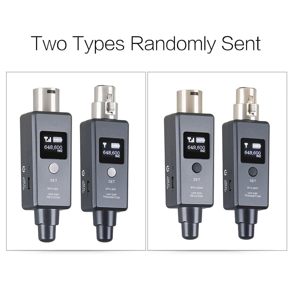 1 Pair Microphone Wireless System Micphone Wireless Transmitter System UHF DSP Transmitter & Receiver Mic/Line Two Modes black