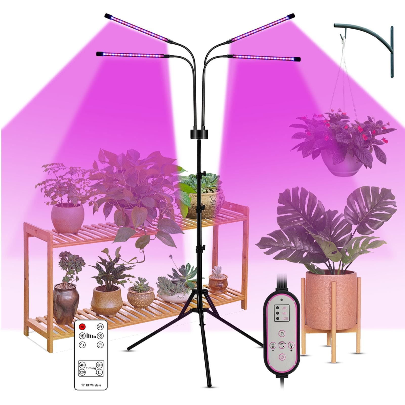 40W 80LEDs Grow Light with Blue Red Light Bulbs 4/8/12H Timer 9 Brightness Leves for Indoor Plant Type 2