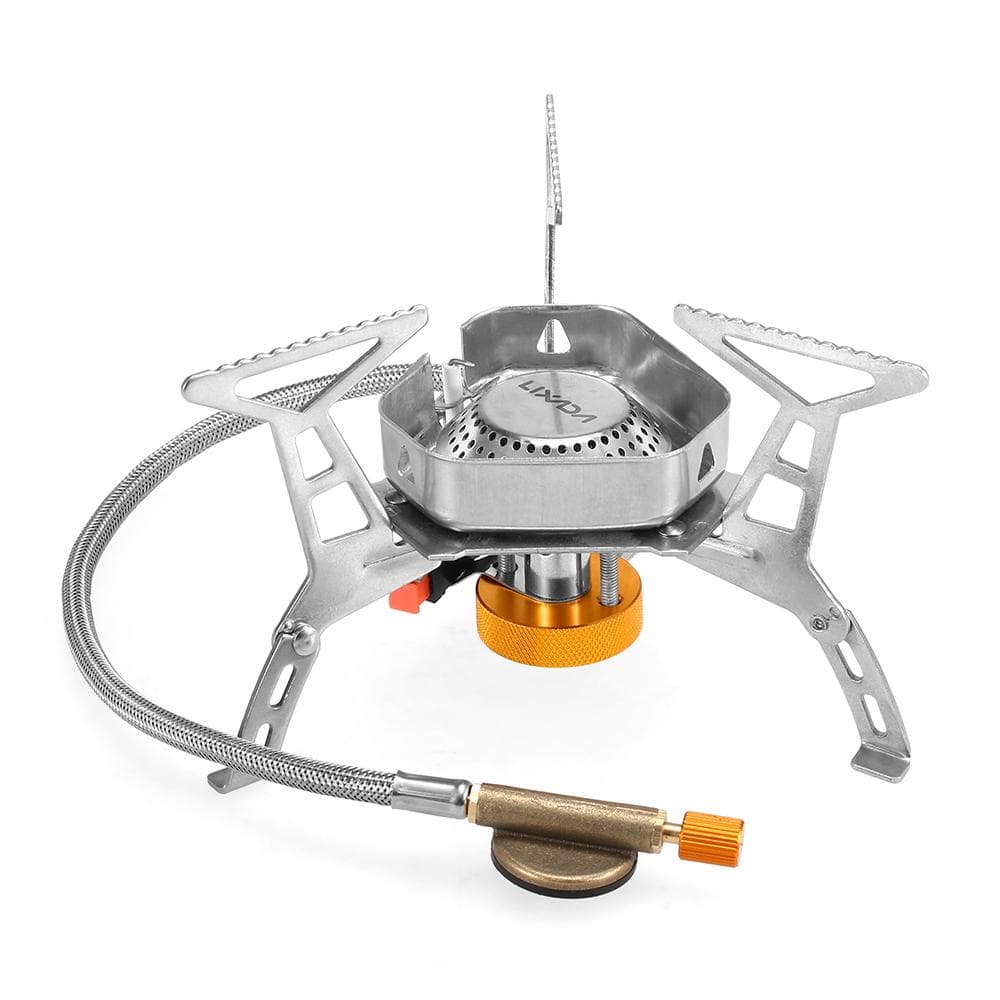 Lixada Foldable Windproof Camping Gas Stove Portable Outdoor Cooking Folding Piezo Ignition Gas