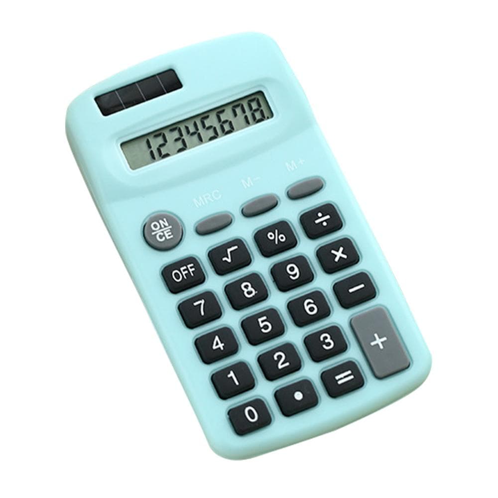 Mini Cute Calculator 8 Digits Display Solar & Battery Dual Power Portable Electronics Calculator blue
