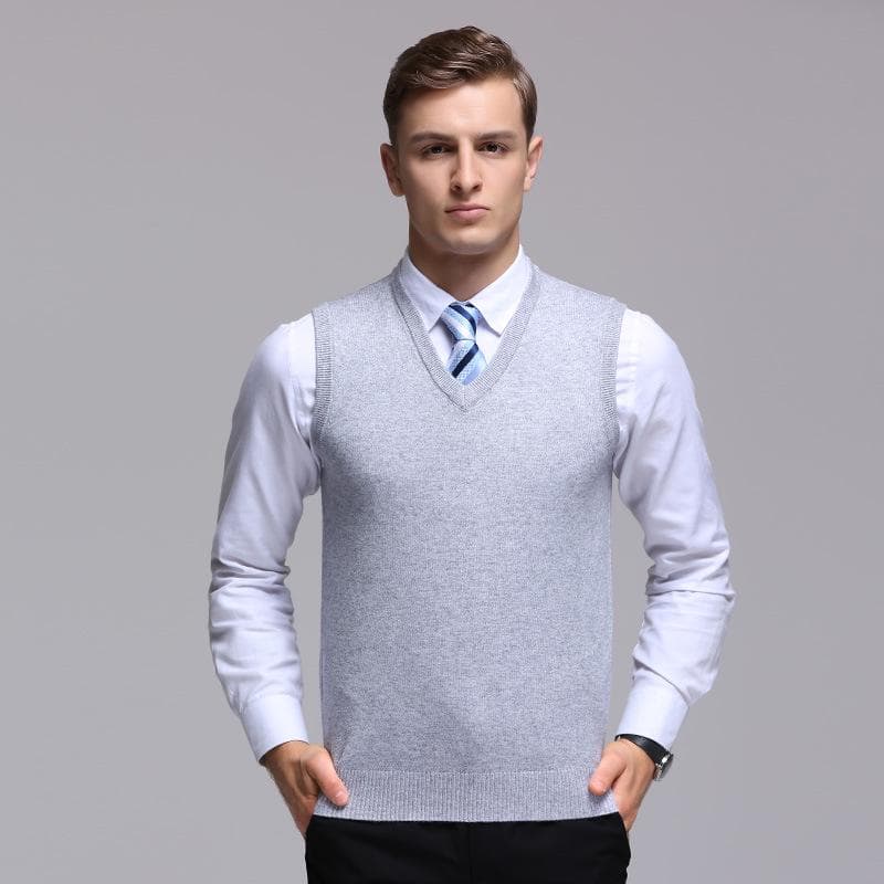 Spring Men's Cashmere Vest V-neck Business Fashion Comfortable Plus Size Sweater XXXL