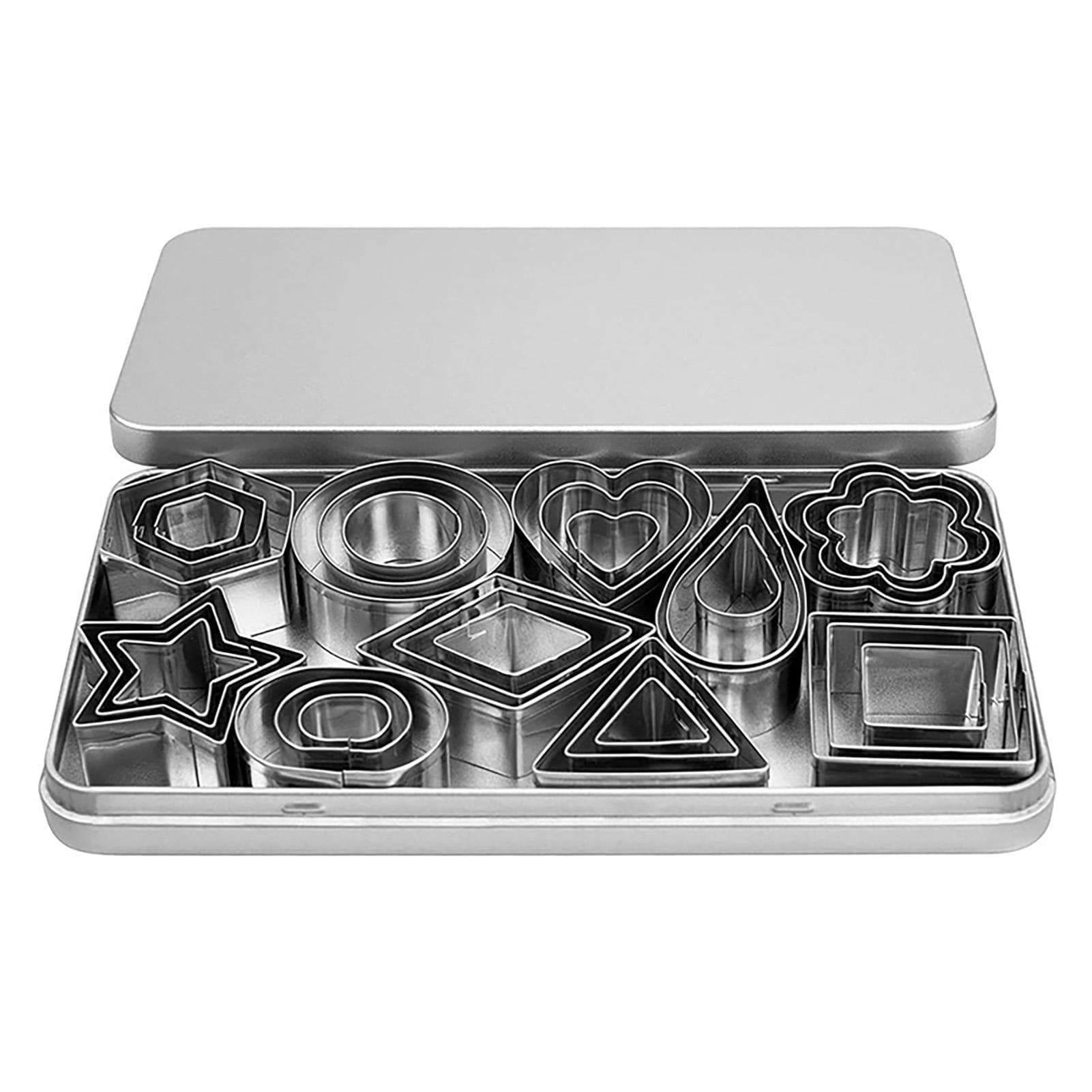 30Pcs Metal Cookie Cutters Various Shapes Stainless Steel Box Packed Metal Biscuit Cutters for DIY