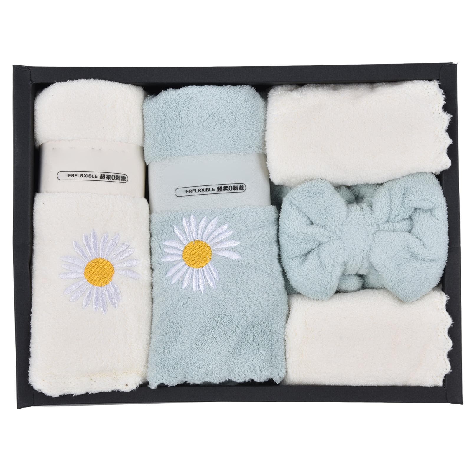 Bath Sheets Daisy Pattern Coral Velvet Blue White Soft Fluffy Highly Absorbent Durable Bath Towels