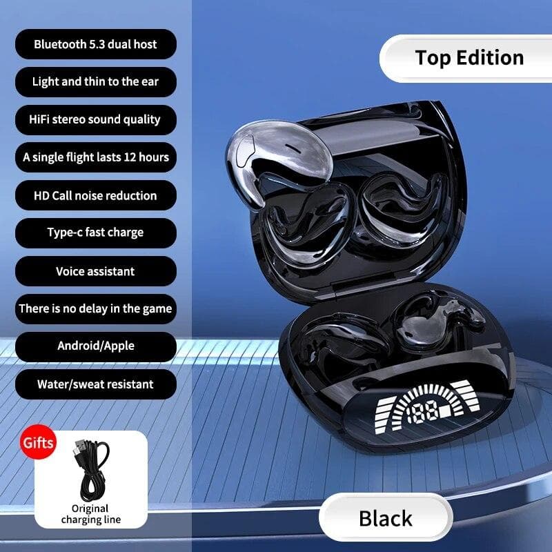 Invisible Earbuds Tiny Mini Headphones Hidden Noise Cancelling TWS Wireless Headsets Sports Stereo Bluetooth Earphone black