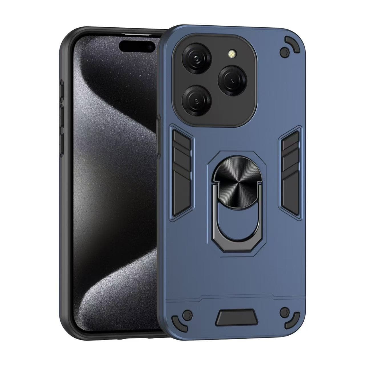 Applicable To IPhone16promax Mobile Phone Case Warrior Motorola Apple 15/14 Bracket Anti-fall Protection Case Apple 16Plus blue