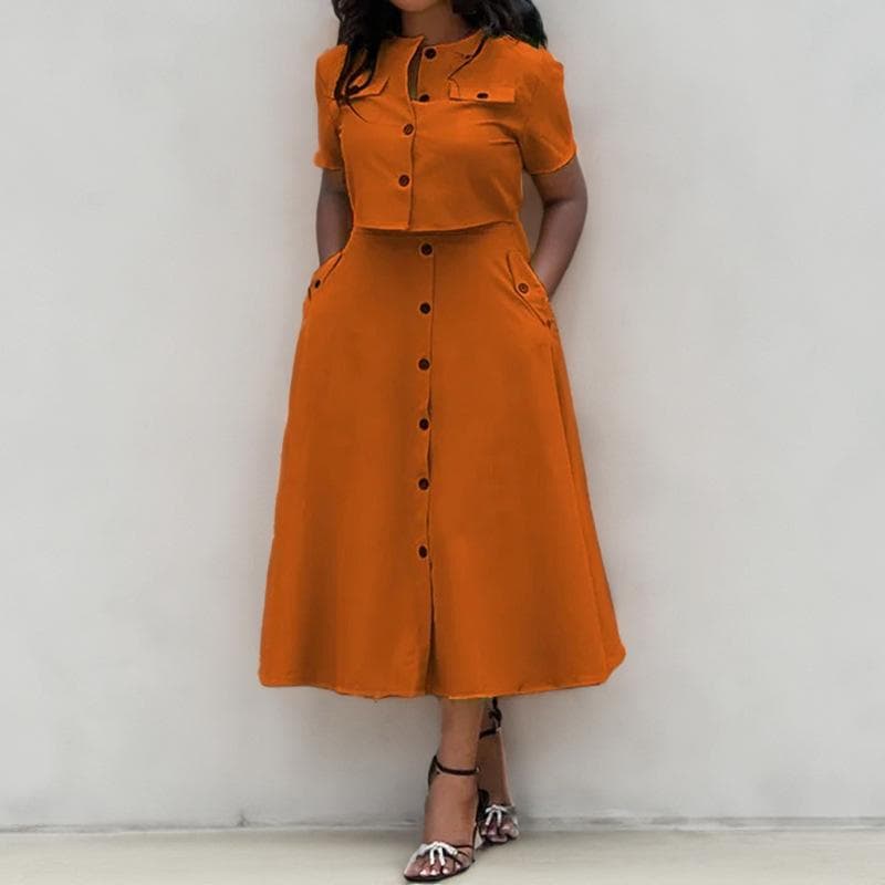 New Spring Women's Retro Slim Temperament Elegant and Loose Dress Long 3XL brown