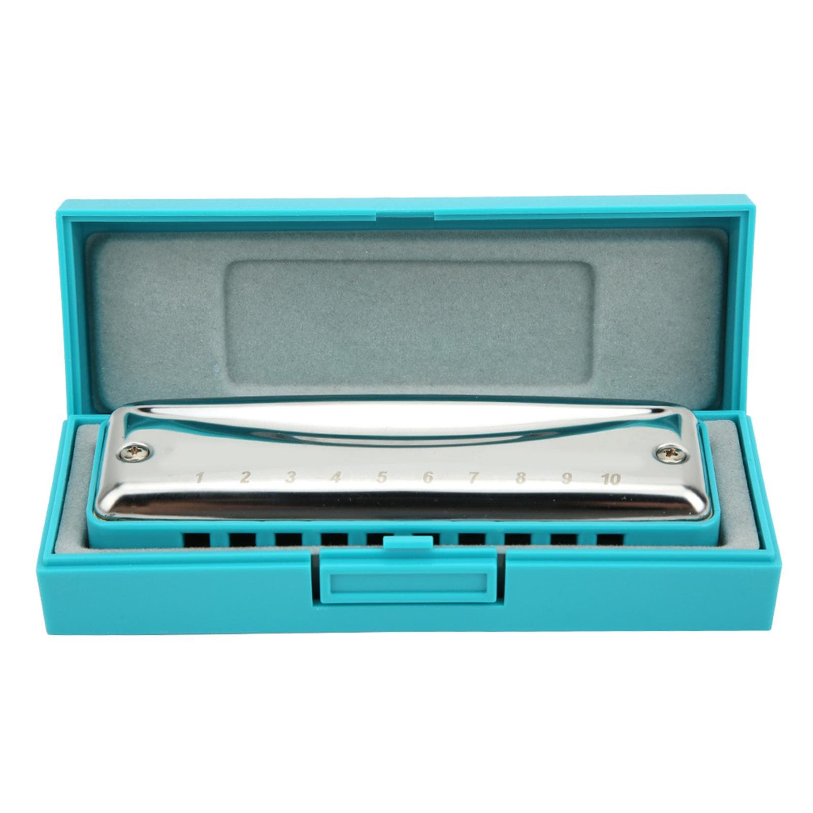 Blues Harmonica 10‑Hole Mouthorgan B Key Portable Beginner Gift High Gloss Waterproof(Blue ) blue