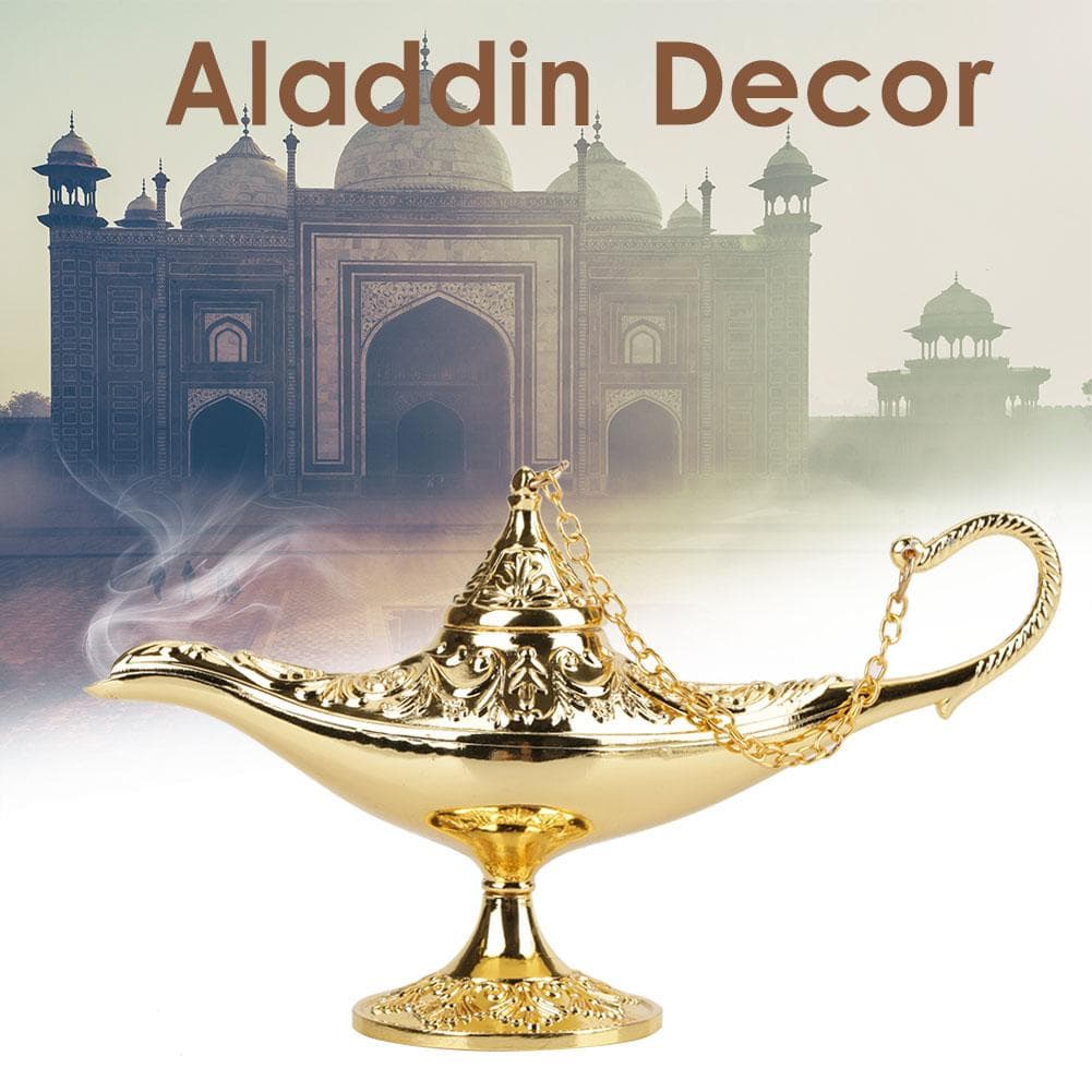 Rare Retro Legend Color Aladdin Magic Genie Light ing Lamp Pot Collectable (Golden)