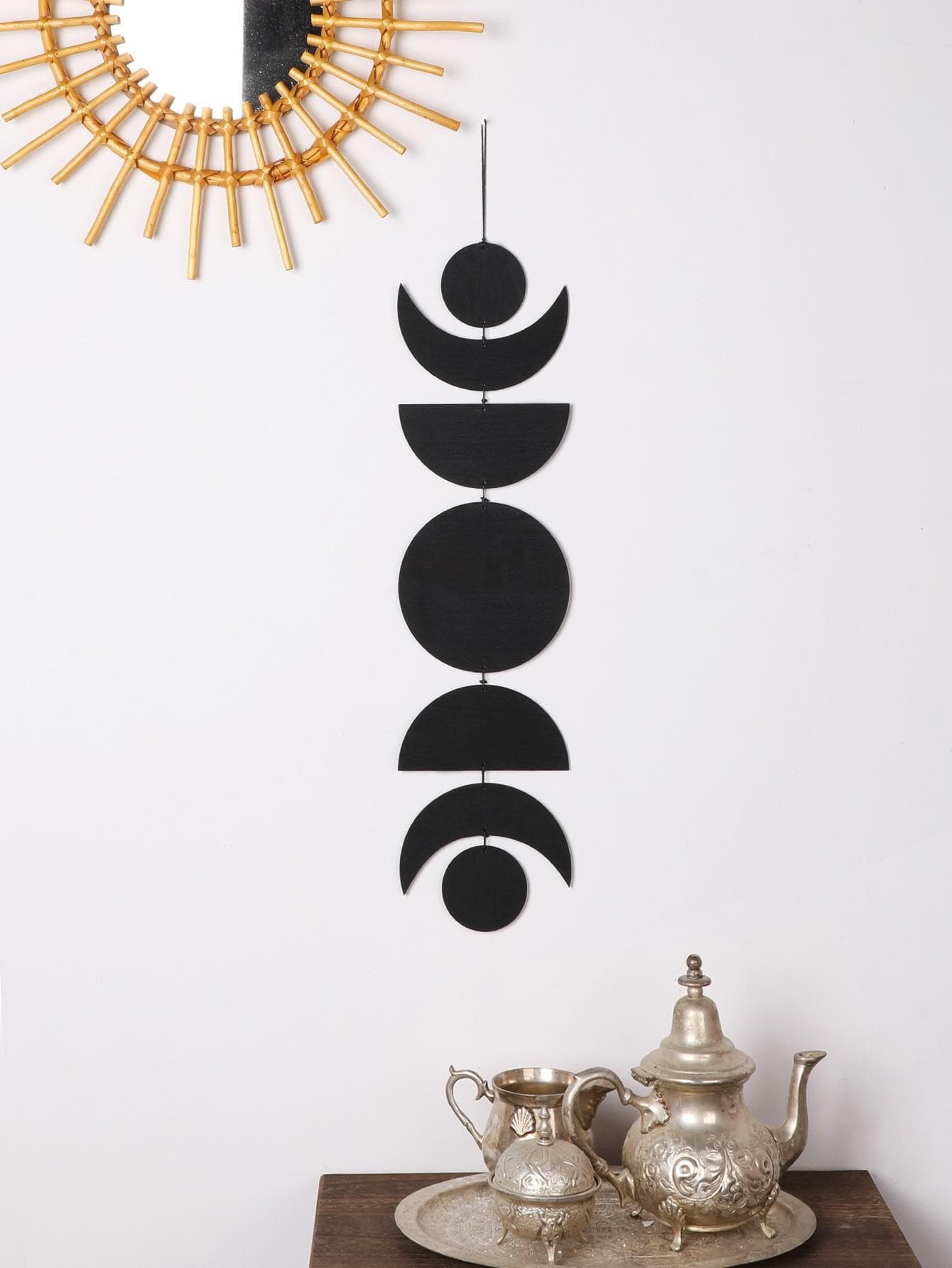 Wooden Moon Phase Garland Wall Decor Ramadan Decoration Boho Home Decor Bedroom Living Room Nursery Ornament Decor Craft Gift