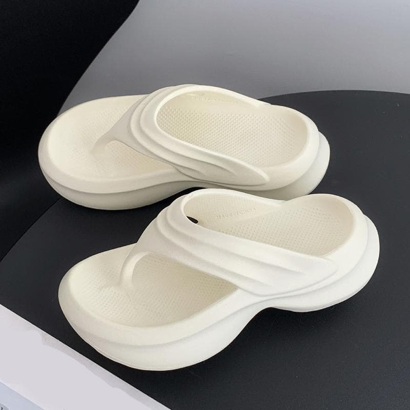 Thick Platform Women's Eva Flip Flops Summer 2025 Thick Sole Non Slip Beach Sandals Woman Fashion Clip Toe Wedge Heel Slippers 40-41 white