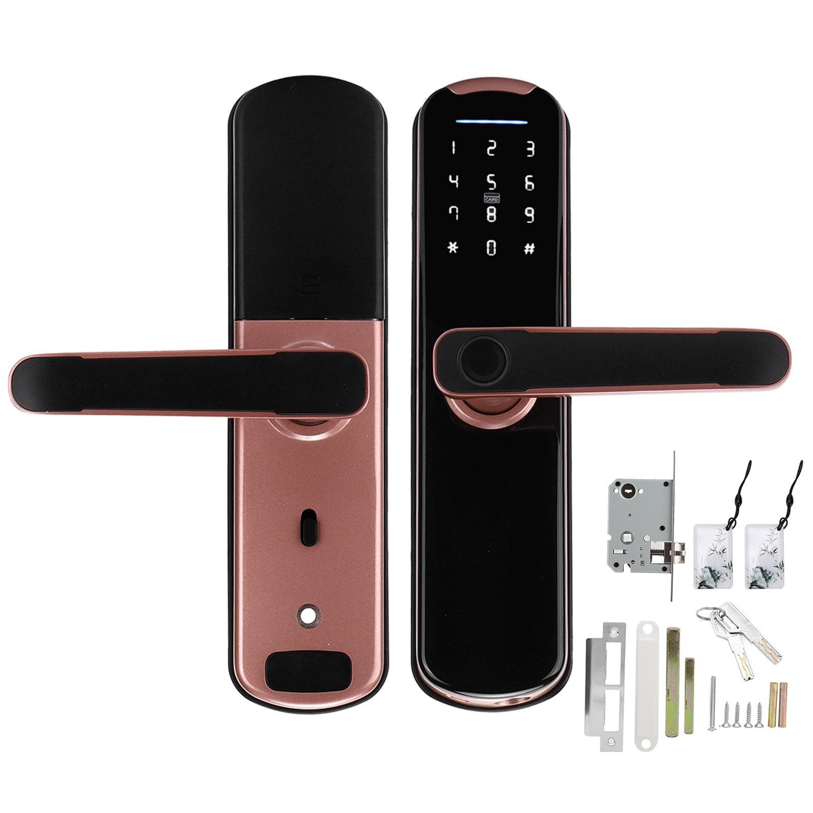Digital Door Lock Card for TUYA Anti?Theft Fingerprint Password IC Card Rose Gold for Flat Office