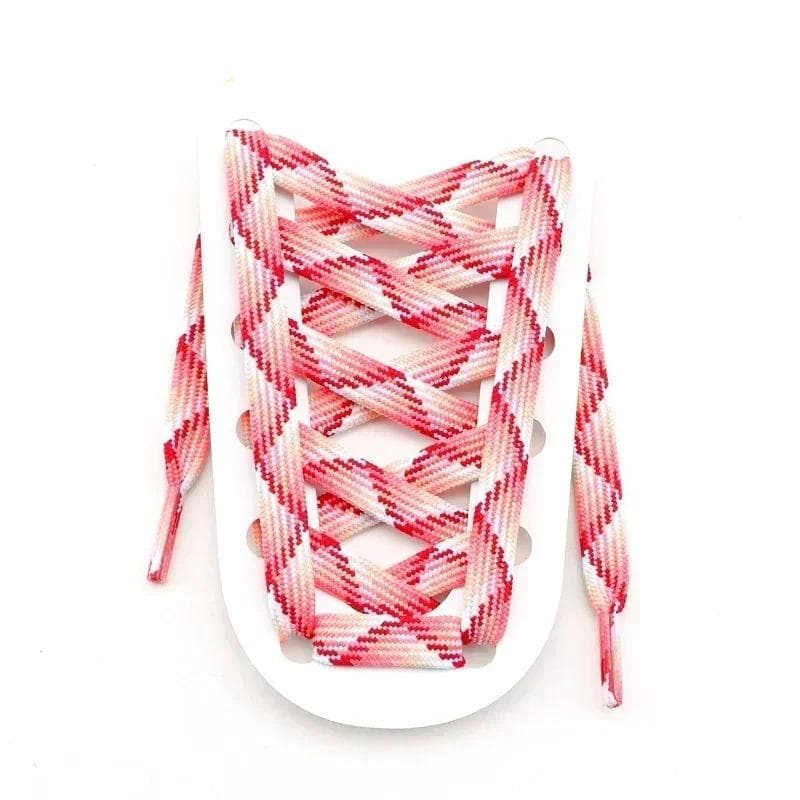 1 Pair Sneaker shoelace Colorful Striped shoelace 1CM Wide Flat Shoe Laces 100/120/140/160CM Shoe Laces Shoe Accessories 120cm red