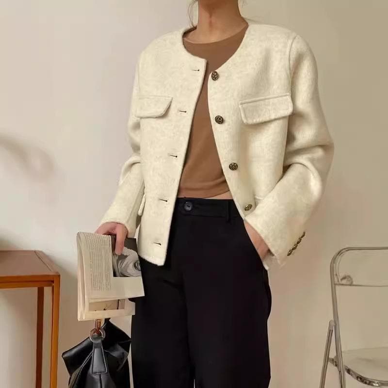 Xiaoxiangfeng Double-sided Cashmere Coat Women's Short New Korean Style Autumn and Winter High-end Temperament Woolen Coat M