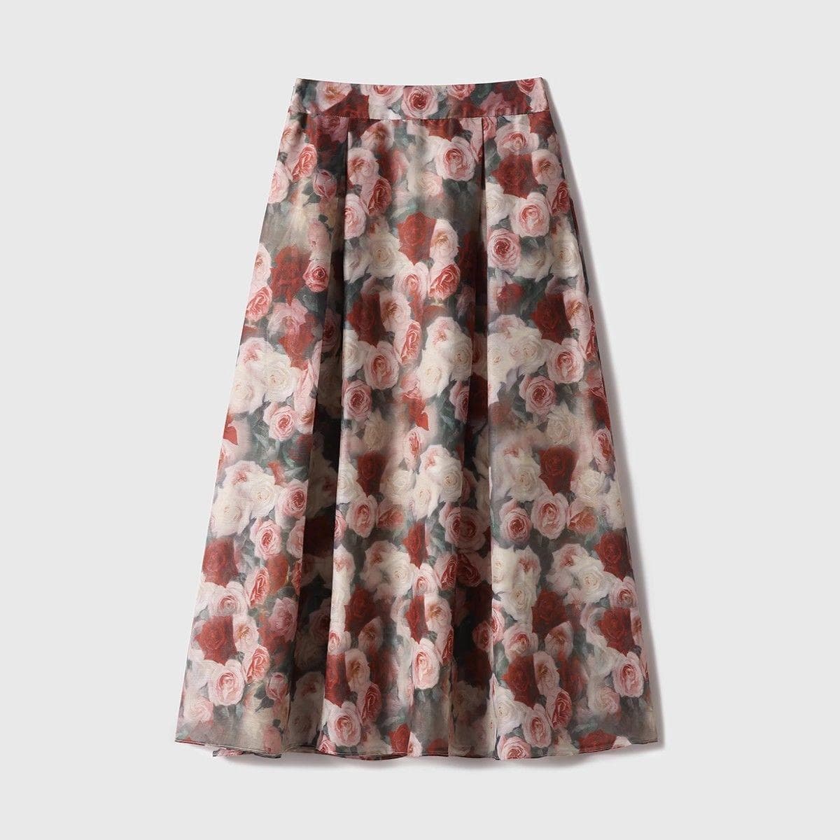 Skirt Rose Print A-line Skirt/Temperament Versatile Midi Skirt 2XL