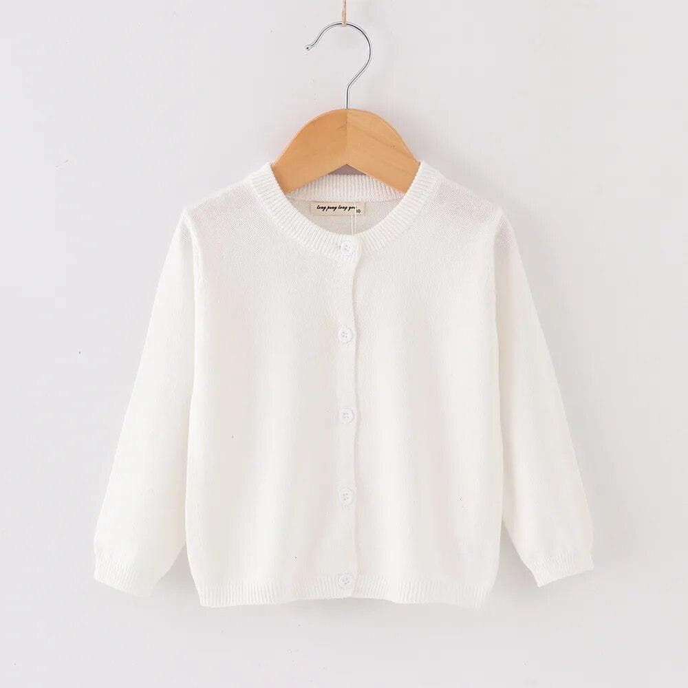 Kids Knitted Sweater Spring Autumn Thin Long Sleeve Baby Cardigan Boys Girls Casual All-match 2-10 Years Infants Child Outerwear 90cm white